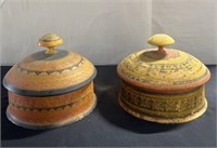 Hand carved spice boxes 7"h x 10”diam
