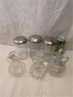 3 Vintage Cruets and 3 Sugar Dispensers