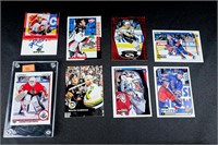 8 Hockey cards; Fata, Belfour, Lemieux