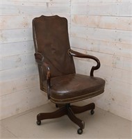 Vintage Leather Office Chair On Casters