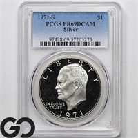 1971-S Eisenhower Silver Dollar, PCGS PR69 DCAM