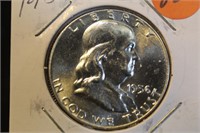 1956 Uncirculated Franklin Silver Half Dollar