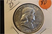 1951-D Franklin Silver Half Dollar