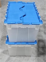 Two hard case plastic totes