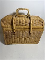 Wicker Storage Basket Lid Decorative Brown