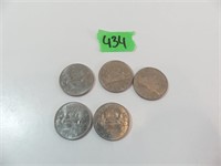 5 x 1969 Canada Dollar Coins