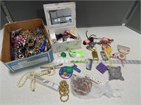 Jewelry, key chains, cardboard jewelry box and muc