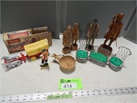 Wood Carvings, doll furniture and a plastic covere