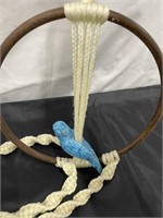 Large Vintage Macrame - Blue Bird