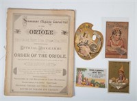ORDER OF THE ORIOLE PAGENT BROCHURE 1883 & TRADE C