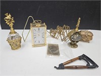 Seiko Dresser Clock, Perfume Bottles & Trinket Box