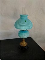 Vintage blue glass &brass lamp