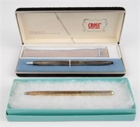 2 Sterling Silver Roller Ball Pens-Tiffany & Cross