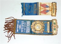 2 OLD BRICKLAYERS UNION CONVENTION BADGES RIBBONS