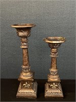 2 Decorative Bronze Color Candlesticks