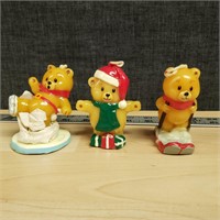 Wax Ornament Bears, Santa,Ski,Skate