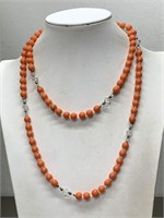 CRYSTAL & CORAL BEADED NECKLACE