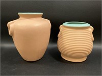 2 Coors Pottery Vases, Matte Terracotta,