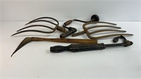Vintage rake heads, union hardware tool, hand