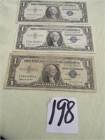 3- 1957 BLUE SEAL $1 NOTES -- 1957 A,B