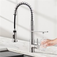 CREA 3-Way Kitchen Faucet, Brushed Chrome, Pull-O