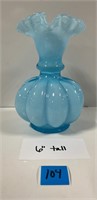 Mid Century Blue Fenton Vase Unmarked