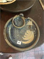 Hand made pottery dip frog tray and water jug