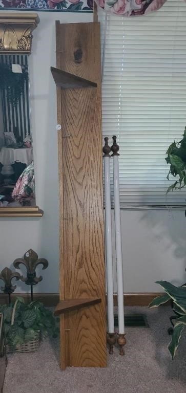 Wood Shelf 5'8" & 2 Curtain Rods.