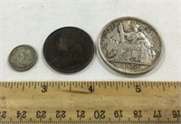 3 foreign coins-France, Phillippines