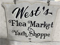 West flea market and yarn shop double sided sign