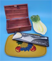 Lane Cedar Chest Jewelry Box, Celery Dish, Platter