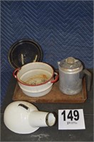 Vintage Enamel Pieces and Coffee Pot