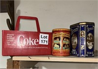 Vintage Coke Carton and Tins