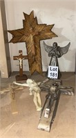 Religious Lot Crucifixes and Angel