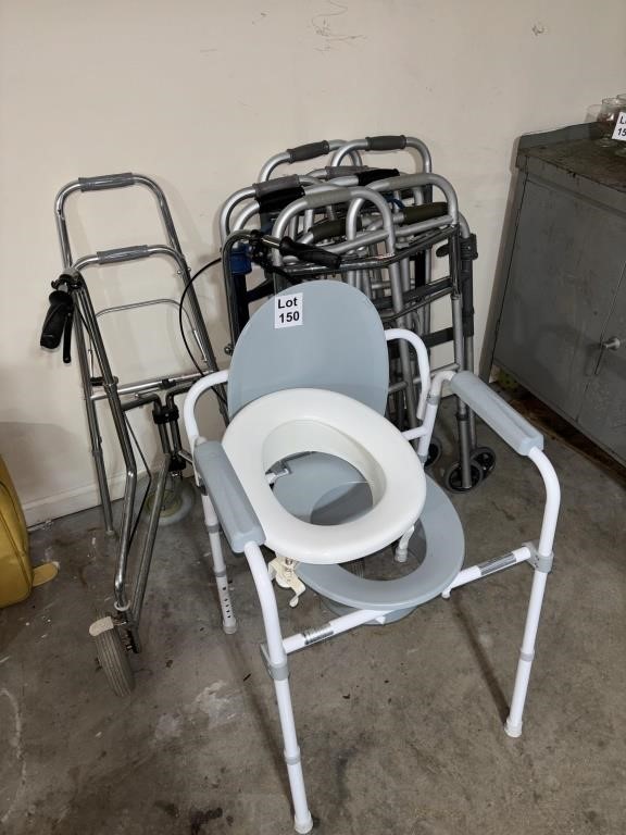 Medical Aides Lot Walkers and Bathroom Chair