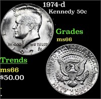 1974-d Kennedy Half Dollar 50c Grades GEM+ Unc