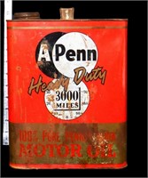 Vintage 2 gal A Penn Motor Oil can
