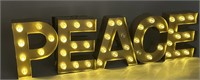 Large PEACE Metal Letters Light Up Sign