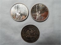 (3) Liberty .999 Fine Silver Rounds