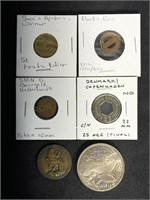 6 Foreign Coins/Tokens
