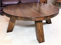Round Solid Wood Coffee Table with