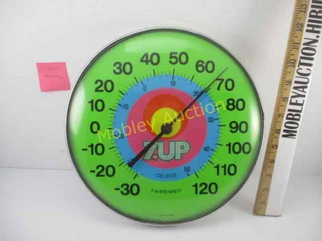 ORIGINAL GLASS 1970'S 7UP THERMOMETER