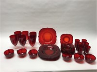 Collection ruby glassware
