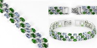 Natural Tanzanite & Green Chrome Diopside Bracelet