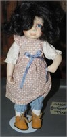 Vtg Porcelain Doll, Linda Steele 1993 w/Stand