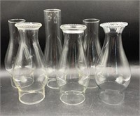 6 Clear Glass Chimneys for Hurricane Lamps