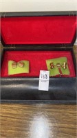 Men’s jewelry box. Cuff links and tie tack