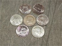 7 Kennedy 40% Silver Half Dollars