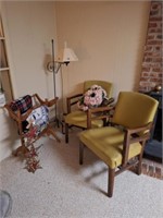 2 Straight Chairs, Quilt Rack, Floor Lamp