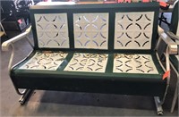 Metal porch glider / green & white